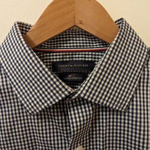 Tommy Hilfiger Men's Dress Shirt - Navy Gingham - 16.5/34/35